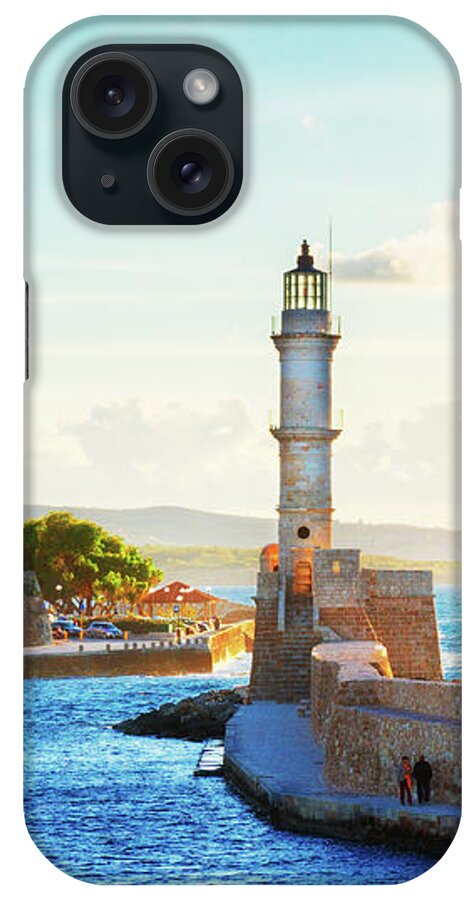 Chania iPhone Case featuring the photograph Habour and Lighthouse of Chania by Anastasy Yarmolovich