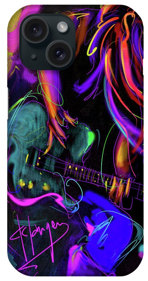 Hair Guitar iPhone Case featuring the painting Hair Guitar 2 by DC Langer