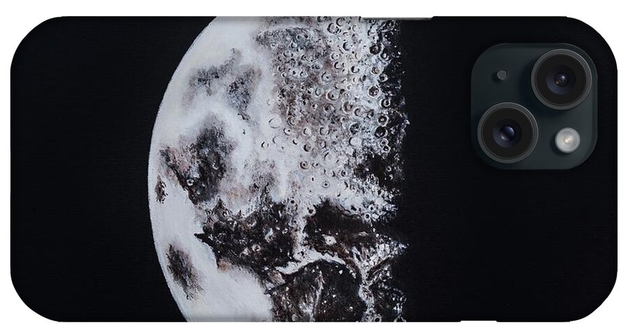 Moon iPhone Case featuring the painting Half Moon by Neslihan Ergul Colley