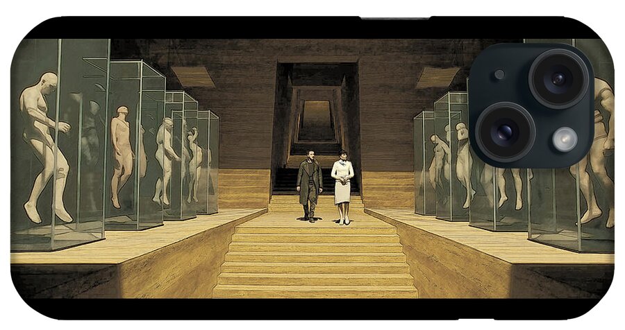 Blade Runner iPhone Case featuring the digital art Hall of Replicants by Kurt Ramschissel