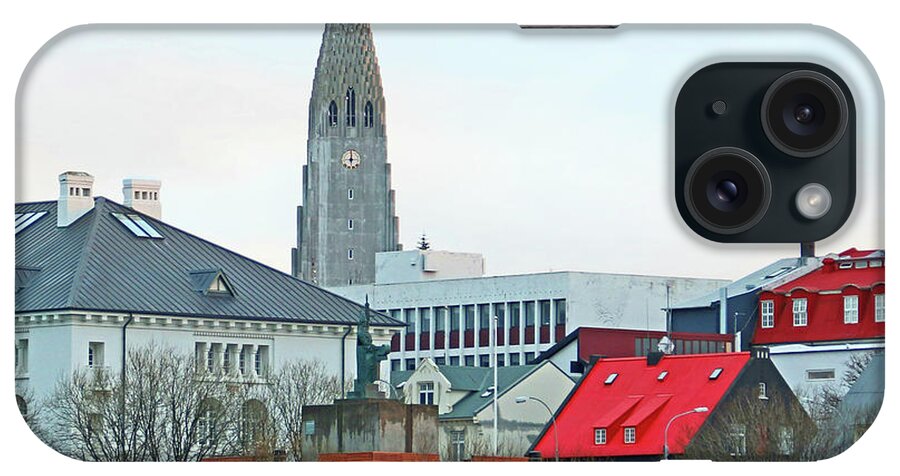 Reykjavik iPhone Case featuring the photograph Hallgrimskirkja from Harpa 6219 by Jack Schultz