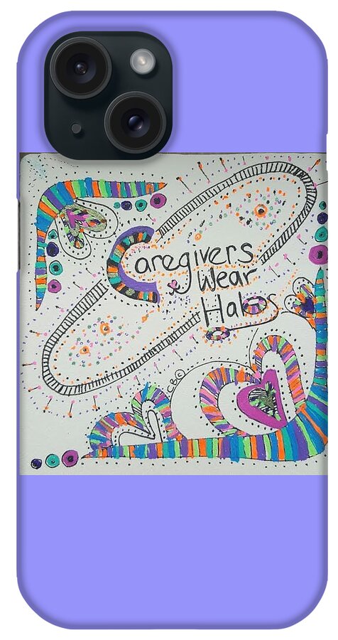 Zentangle iPhone Case featuring the drawing Halos by Carole Brecht