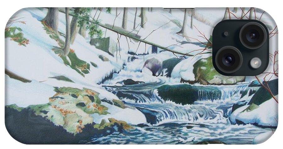 Snow iPhone Case featuring the mixed media Hamburg Mountain Stream by Constance Drescher