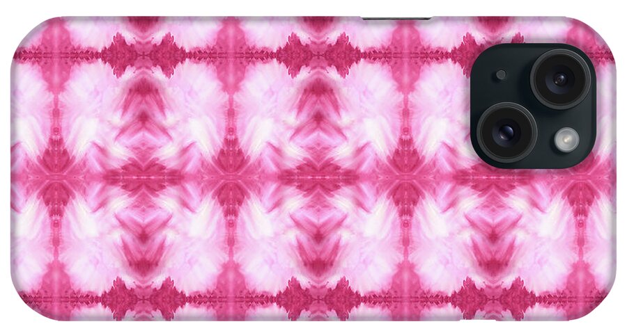 Dark Pink iPhone Case featuring the painting Hand-Painted Abstract Watercolor in Dark Pink and White by Beverly Claire Kaiya