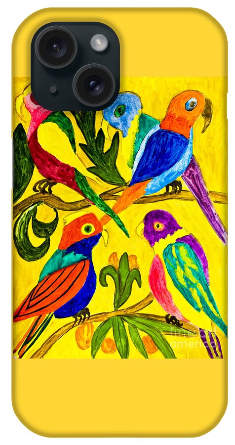 Art iPhone Case featuring the painting Hand painted picture, parrots by Irina Afonskaya