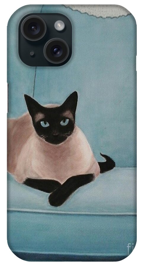Siamese-cat iPhone Case featuring the painting Handsome Boy II by Judith Monette