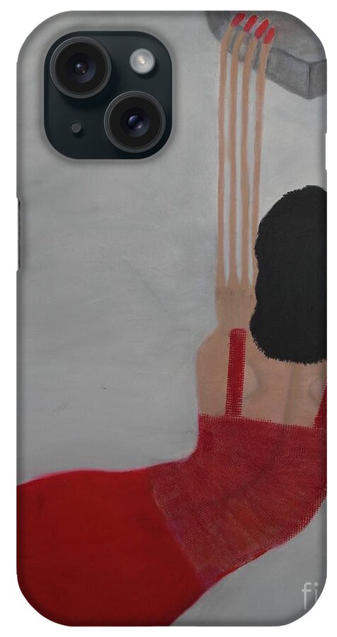 A-fine-art-oil-painting iPhone Case featuring the painting Hanging On A Prayer by Catalina Walker