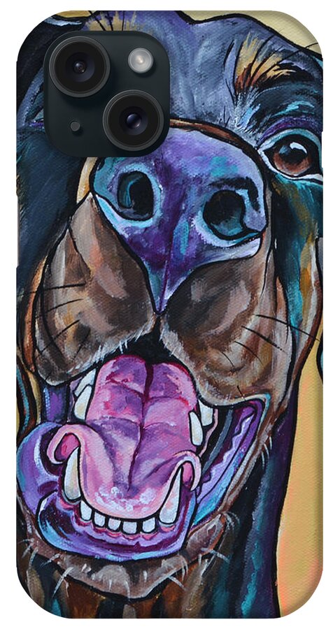 Smiling Dog iPhone Case featuring the painting Happiness is A Dog by Patti Schermerhorn
