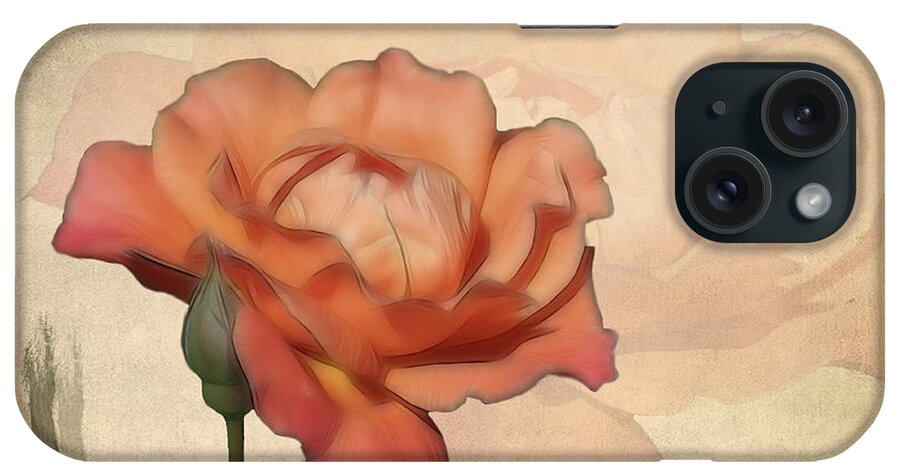 Flower iPhone Case featuring the photograph Happy Birthday Peach Rose Card by Teresa Zieba
