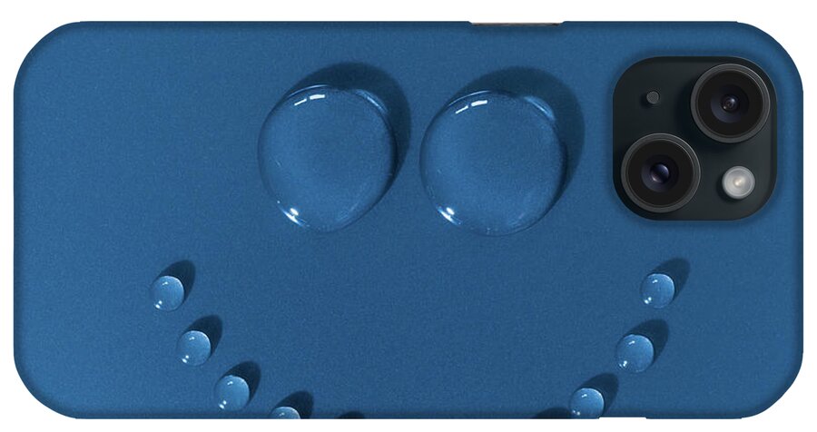Face iPhone Case featuring the photograph Happy face made of water drops by Simon Bratt