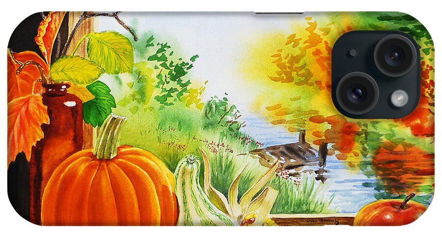 Fall iPhone Case featuring the painting Happy Festive Thanksgiving by Irina Sztukowski
