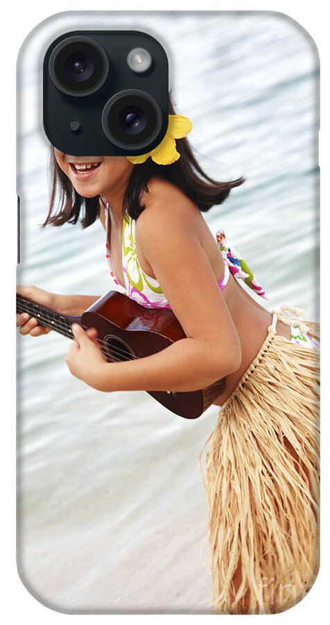 Active iPhone Case featuring the photograph Happy Girl with Ukulele by Brandon Tabiolo - Printscapes