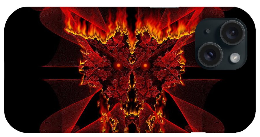 Halloween iPhone Case featuring the digital art Happy Halloween SineDot Fractal Fire Demon by Rolando Burbon