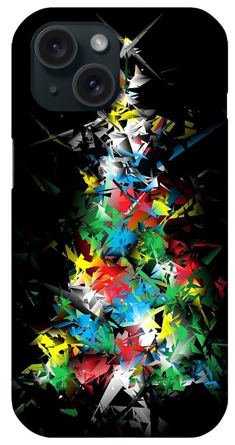 Christmas Card iPhone Case featuring the digital art Happy Holidays - Abstract Tree - vertical by Ludwig Keck