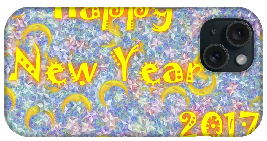 Greeting Cards Happy New Year 2017 iPhone Case featuring the digital art Happy New Year 2017 by Jean Bernard Roussilhe