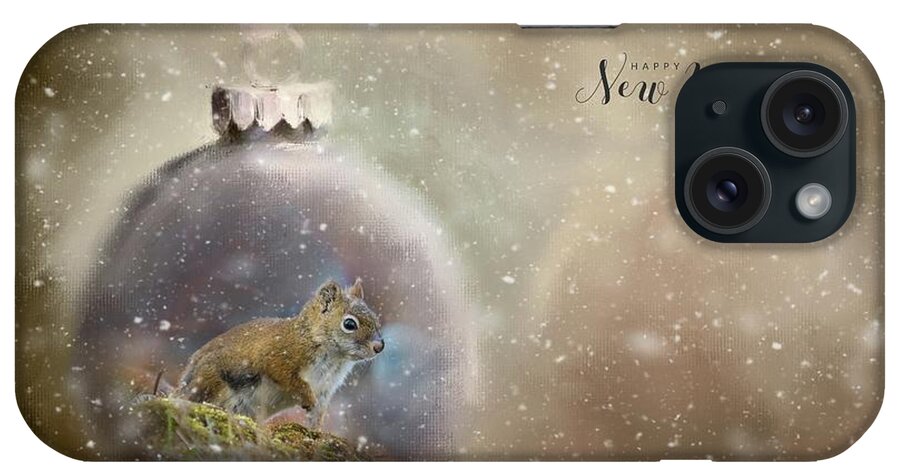 Red Squirrel iPhone Case featuring the photograph Happy New Year Greeting Card by Eva Lechner