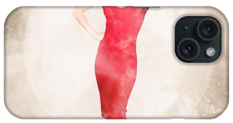 Girl iPhone Case featuring the photograph Happy pinup cook watching food get chargrilled by Jorgo Photography