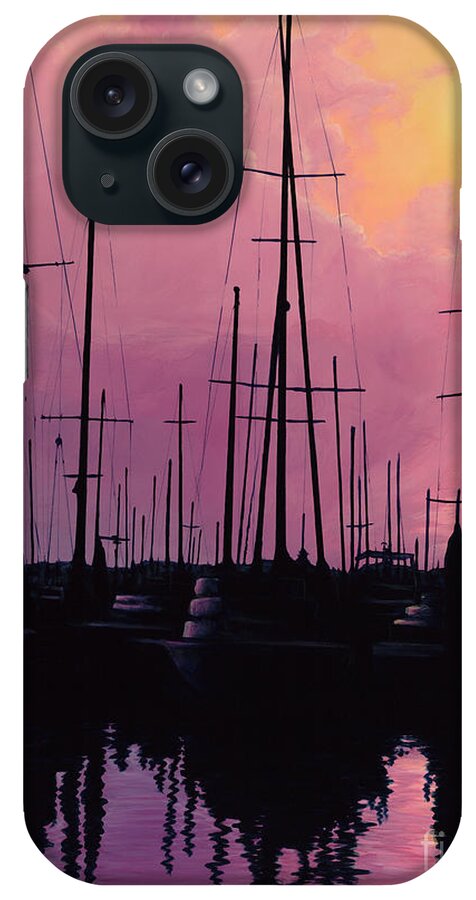 Sailboats iPhone Case featuring the painting Harbor Glow by Elisabeth Sullivan