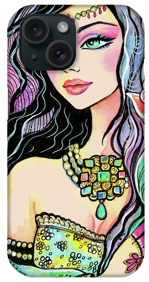 Beautiful Woman iPhone Case featuring the painting Harithi by Eva Campbell