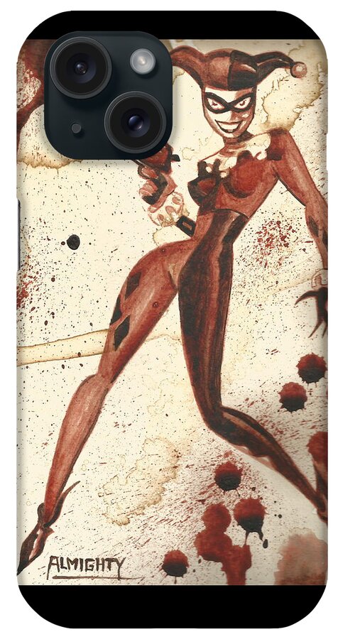 Ryan Almighty iPhone Case featuring the painting HARLEY QUINN - dry blood by Ryan Almighty