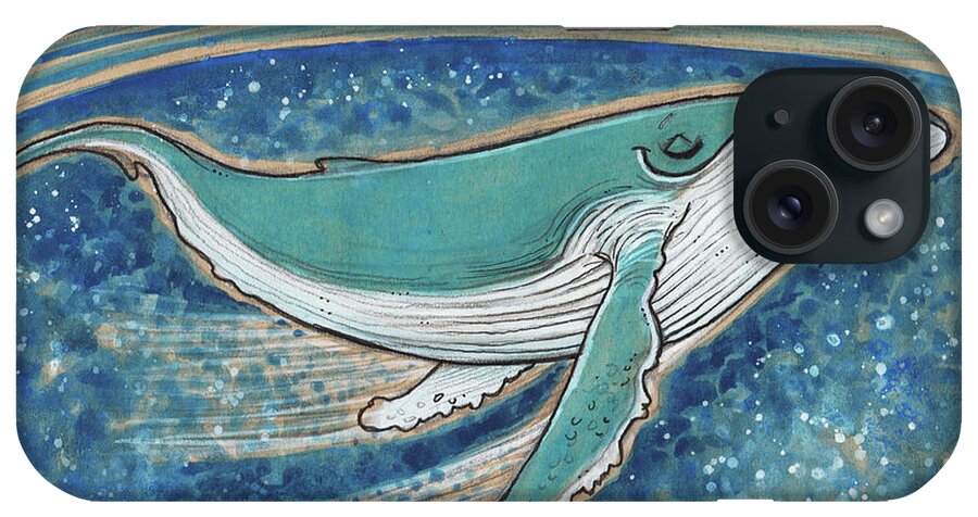 Humpback Whale iPhone Case featuring the mixed media Harmonious Humpback Whale by Maria Bolton-Joubert