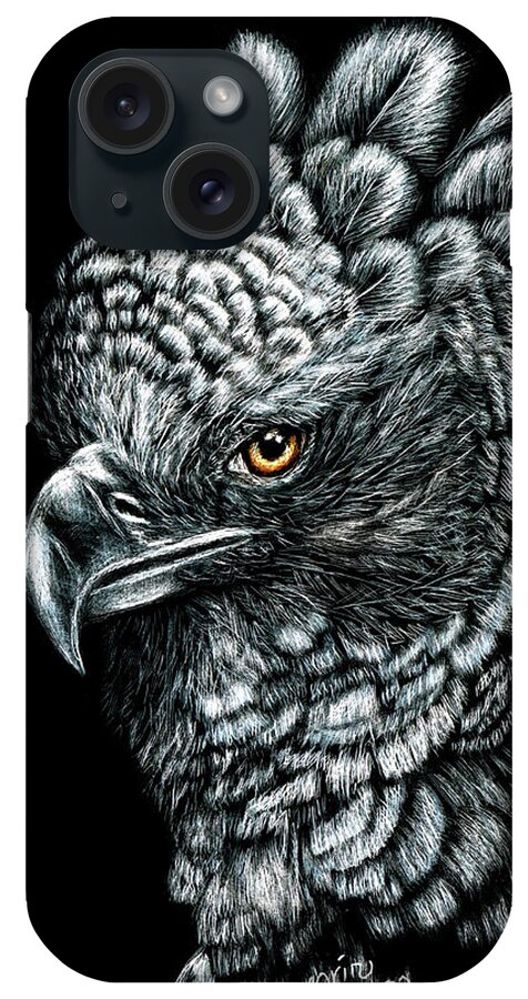 Eagle iPhone Case featuring the drawing Harpy Eagle by Monique Morin Matson