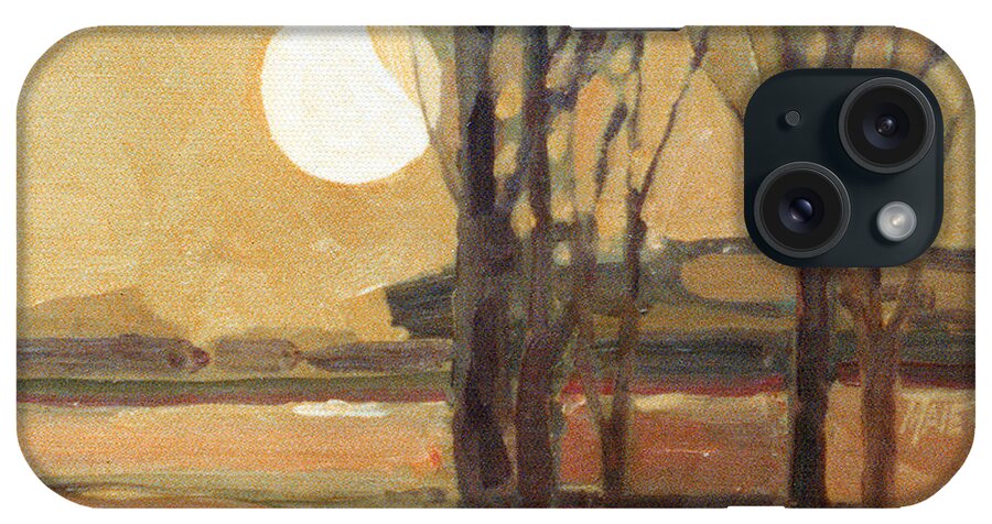Sunset iPhone Case featuring the painting Harvest Moon by Donald Maier