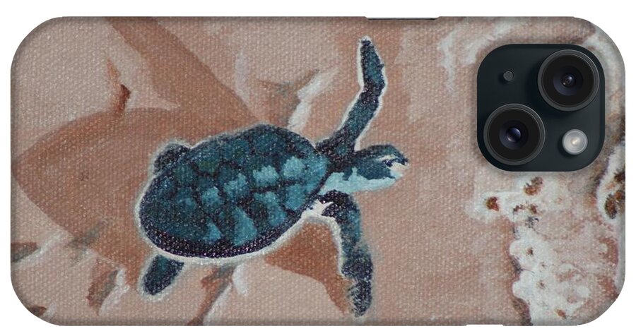 Turtle iPhone Case featuring the painting Hatchling by Mike Jenkins