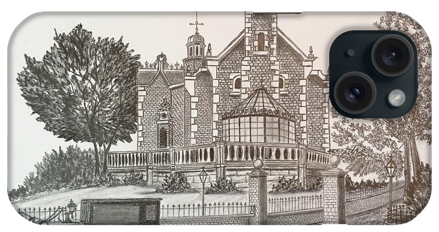 House iPhone Case featuring the drawing Haunted Mansion by Tony Clark