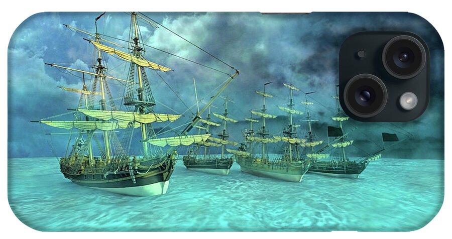 Ship iPhone Case featuring the digital art Haunting Serenity Point by Betsy Knapp
