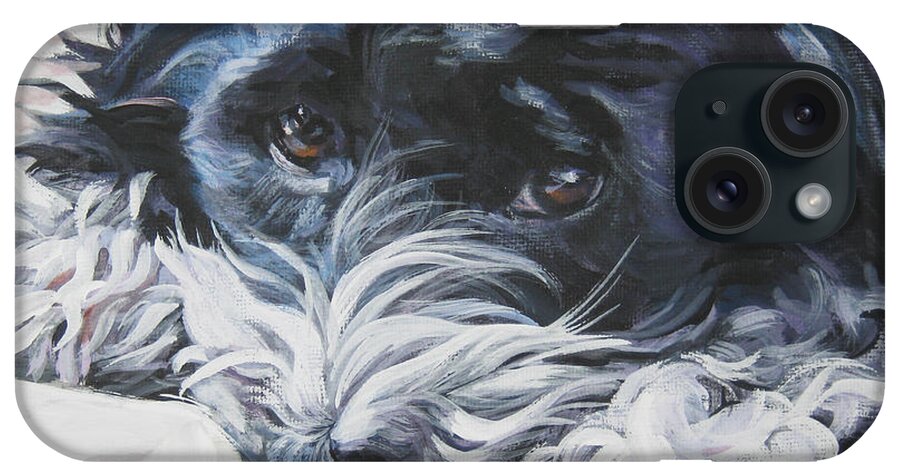 Havanese iPhone Case featuring the painting Havanese black and white by Lee Ann Shepard
