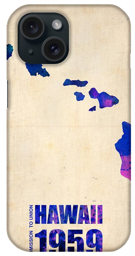 Hawaii iPhone Case featuring the digital art Hawaii Watercolor Map by Naxart Studio