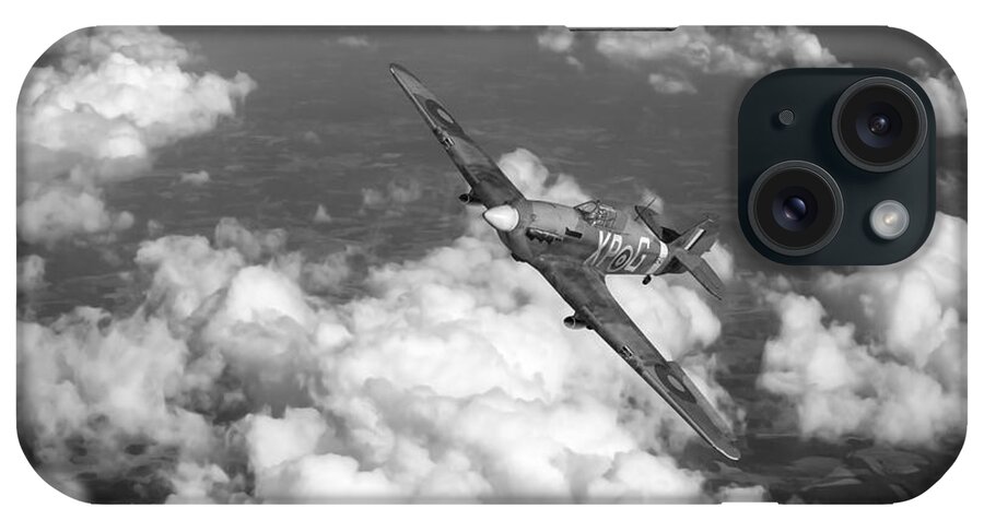 Hawker Hurricane iPhone Case featuring the photograph Hawker Hurricane IIB of 174 Squadron BW version by Gary Eason