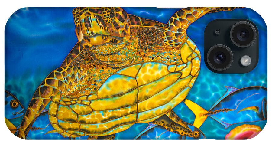 Sea Turtle iPhone Case featuring the painting Hawksbill and Queen Conch by Daniel Jean-Baptiste