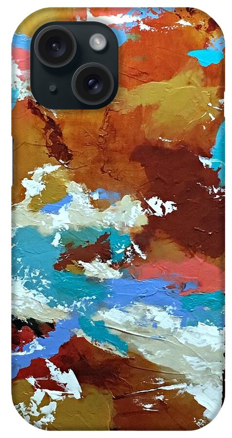 Abstract iPhone Case featuring the painting Head in the Clouds by Mary Mirabal
