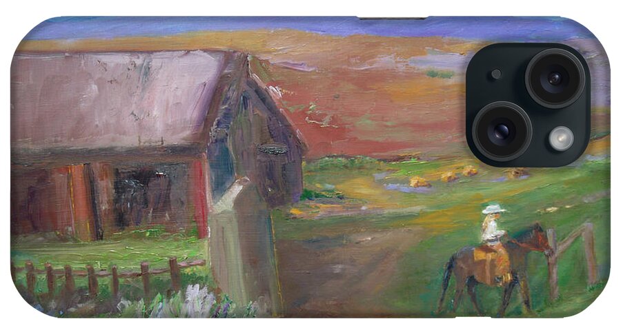 Horse iPhone Case featuring the painting Heading Off by Susan Esbensen