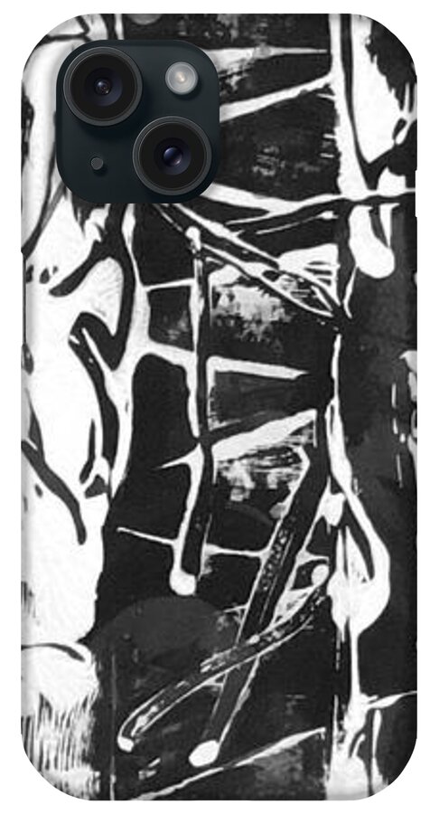 Trees Mono-prints Carol Rashawnna Williams Nature Black And White iPhone Case featuring the painting Healer by Carol Rashawnna Williams