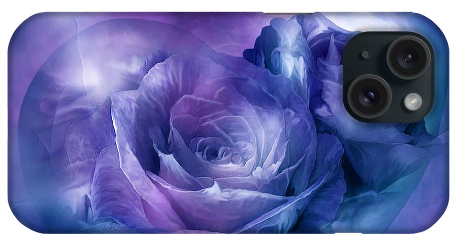 Heart Of A Rose - Lavender Blue iPhone Case featuring the mixed media Heart Of A Rose - Lavender Blue by Carol Cavalaris