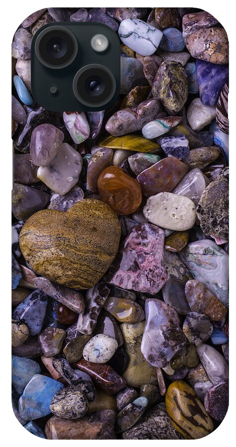 Stone iPhone Case featuring the photograph Heart Rock Among Colorful Stones by Garry Gay