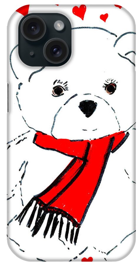 Teddy iPhone Case featuring the drawing Heart Teddy by Sonya Chalmers