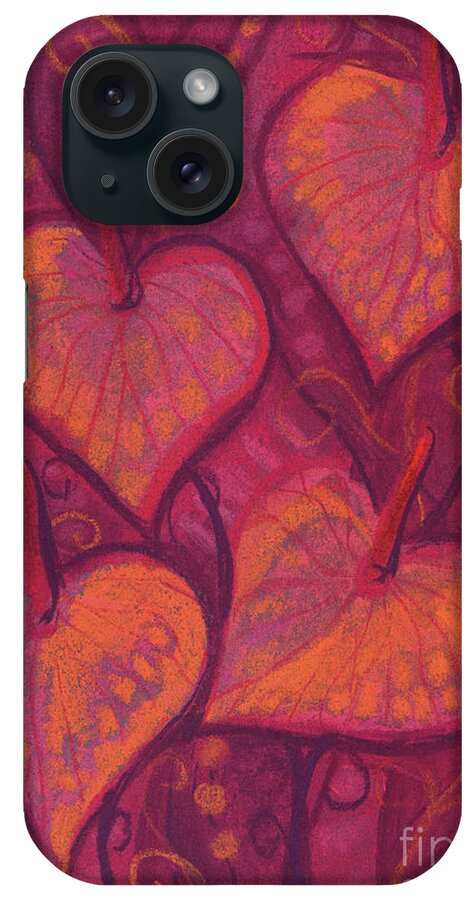 Pink Red Orange Crimson Ruby Maroon iPhone Case featuring the painting Hearty Flowers by Julia Khoroshikh