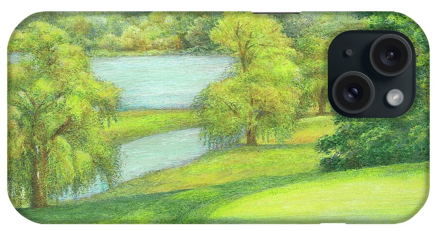Painted Golf Course iPhone Case featuring the painting Heavenly Golf Day landscape by Judith Cheng