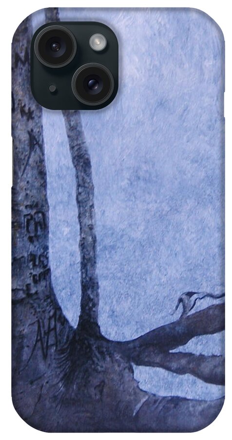 Tree Trunk iPhone Case featuring the painting Hedden Park II by Leah Tomaino