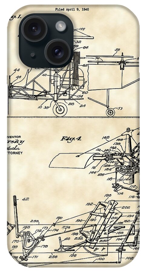 Helicopter iPhone Case featuring the digital art Helicopter Patent 1940 - Vintage by Stephen Younts