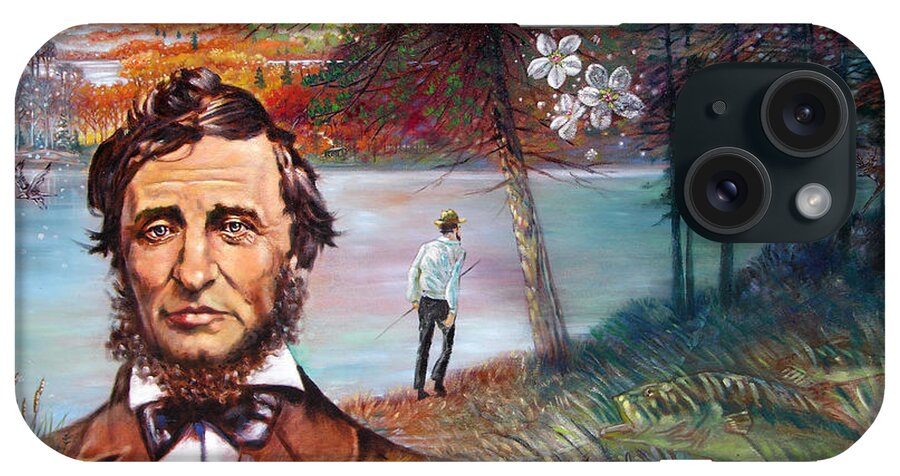 Henry David Thoreau iPhone Case featuring the painting Henry David Thoreau by John Lautermilch