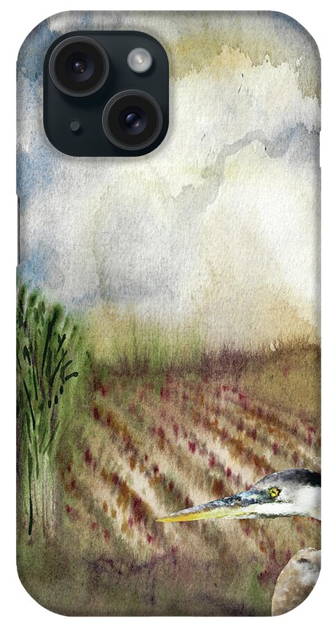 #creativemother iPhone Case featuring the painting Heron in the Cane by Francelle Theriot