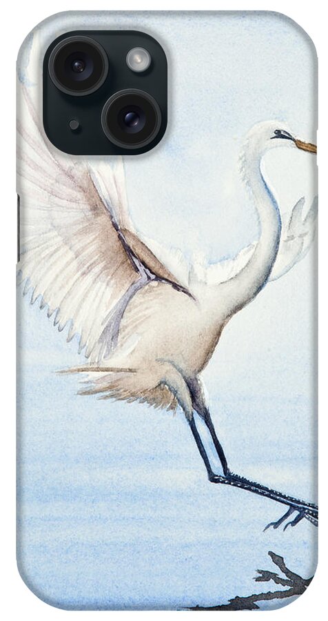 Heron iPhone Case featuring the painting Heron Landing Watercolor by Michelle Constantine