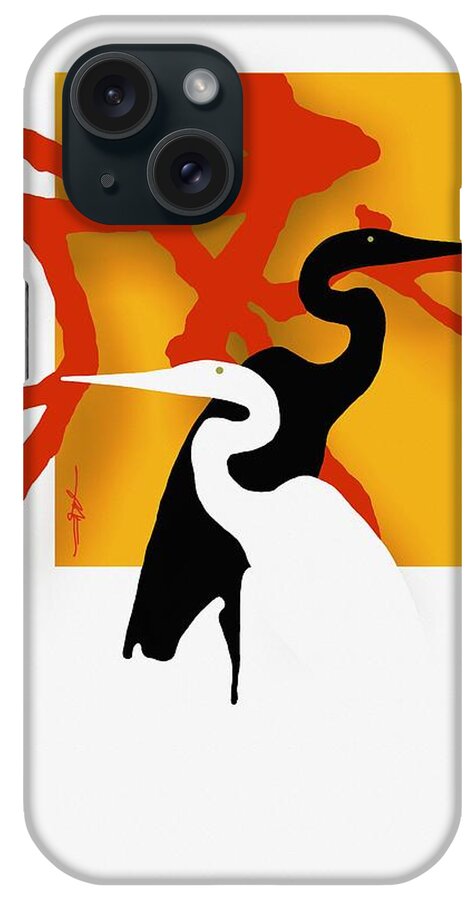Heron iPhone Case featuring the digital art Herons by Bob Salo