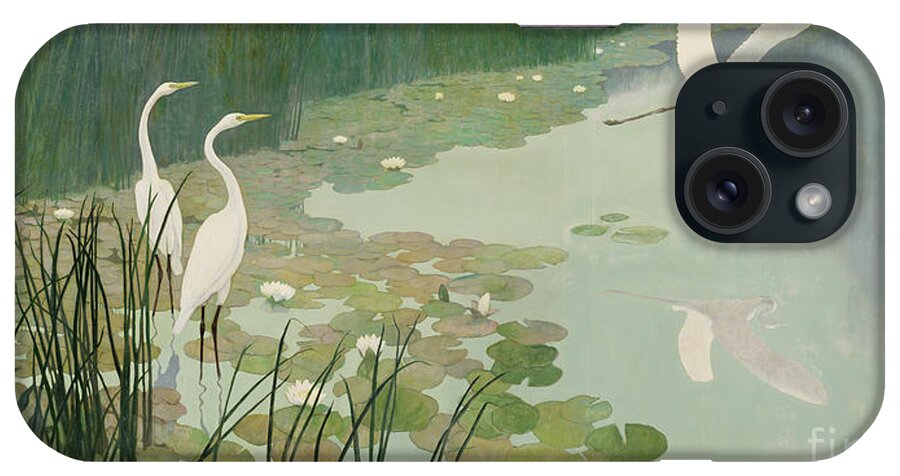 Herons In Summer iPhone Case featuring the painting Herons in Summer by Newell Convers Wyeth