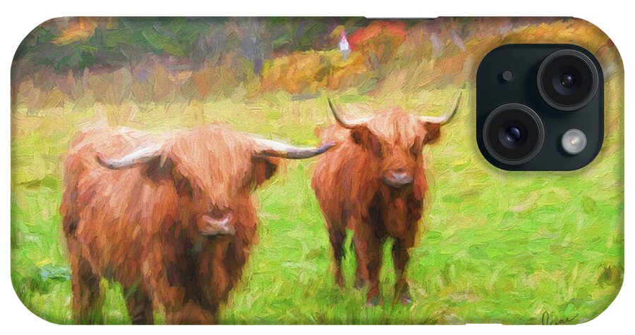 Two iPhone Case featuring the photograph Heilan Coos by Diane Macdonald